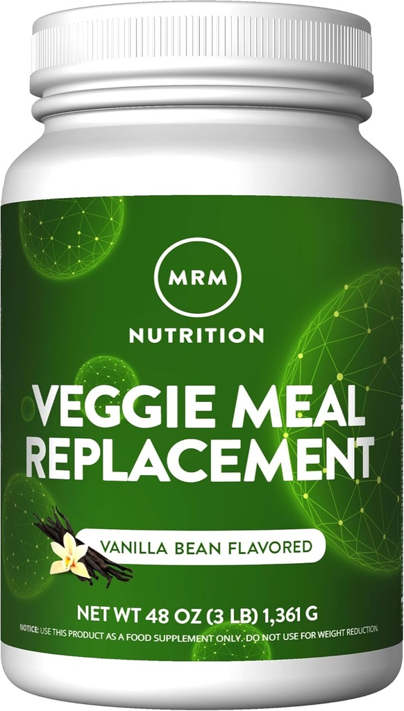 MRM Nutrition Veggie Meal Replacement Protein | Vanilla Bean Flavored | 22g complete plant based protein | Meal on-the-go | Mediate hunger | Balanced macronutrient formula | 28 servings