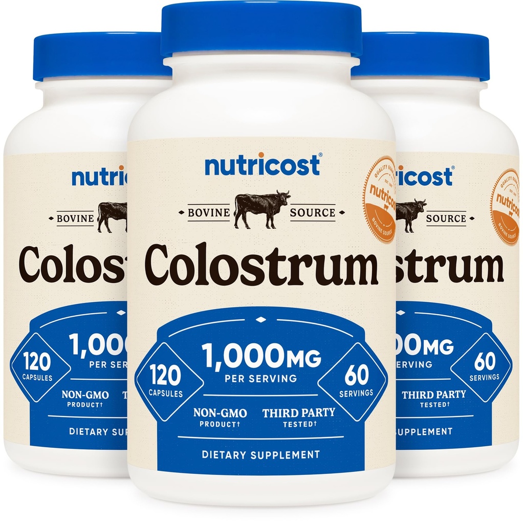 Nutricost Colostrum 1000mg, 120 Caps, 60 Servings (3 Bottles)
