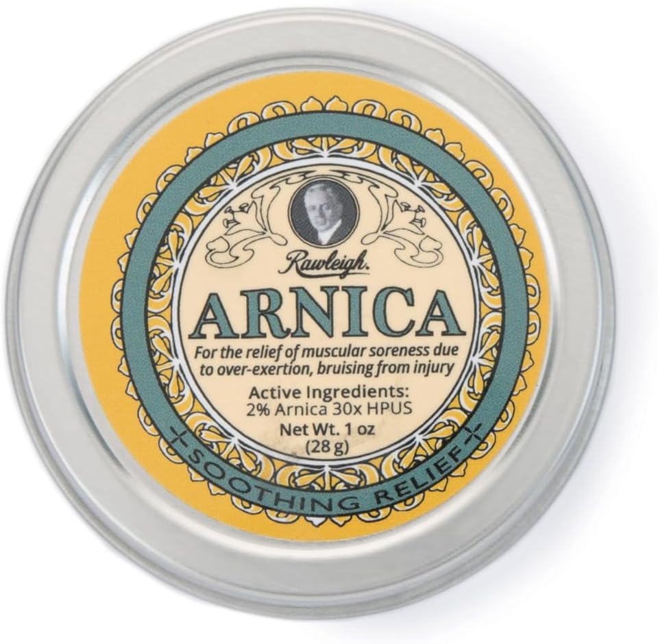 Rawleigh Arnica Soothing Balm: 1 oz, 2% Arnica 30X HPUS, Natural Formula for Muscle Soreness, Overexertion Bruising, Absorbs Quickly, Non Greasy, Travel-Friendly Tin - Pack of 1