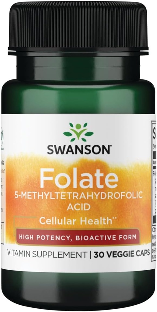 Swanson Folate (5-Methyltetrahydrofolic Acid) 800 mcg 30 Veg Capsules