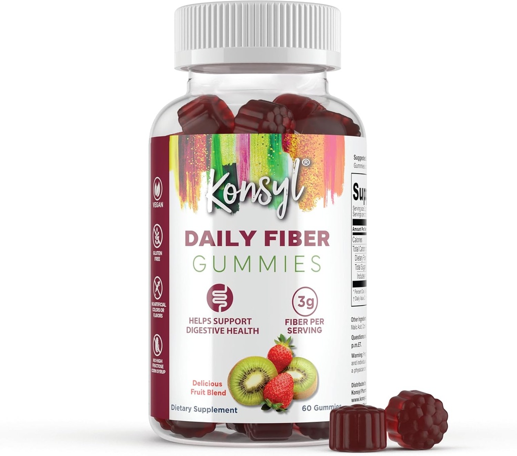 Konsyl Daily Fiber Gummies (60 Count, Strawberry-Kiwi)