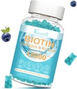 Biotin and Collagen Gummies with B12, Hair Skin and Nails Vitamins Gummies for Hair Growth, Glowing Skin & Strong Nails - Blueberry Flavor, Sugar Free, 60 Ct