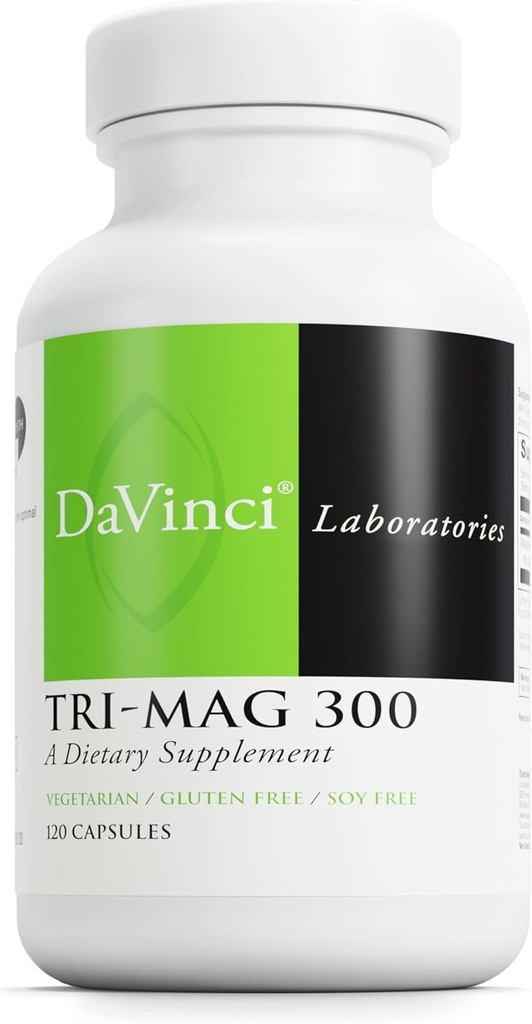 DAVINCI Tri-Mag 300 - Triple Complex with Magnesium Glycinate, Taurinate & Malate - Calm Magnesium Supplement for Sleep - Nerve Support Formula - 120 Capsules (30 Servings)
