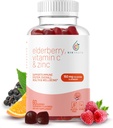Organic Elderberry Gummies with Zinc & Vitamin C | Vegan Elderberry Gummies for Adults | Immunity & Immune Support Supplement for Adults | Gluten & Gelatin Free