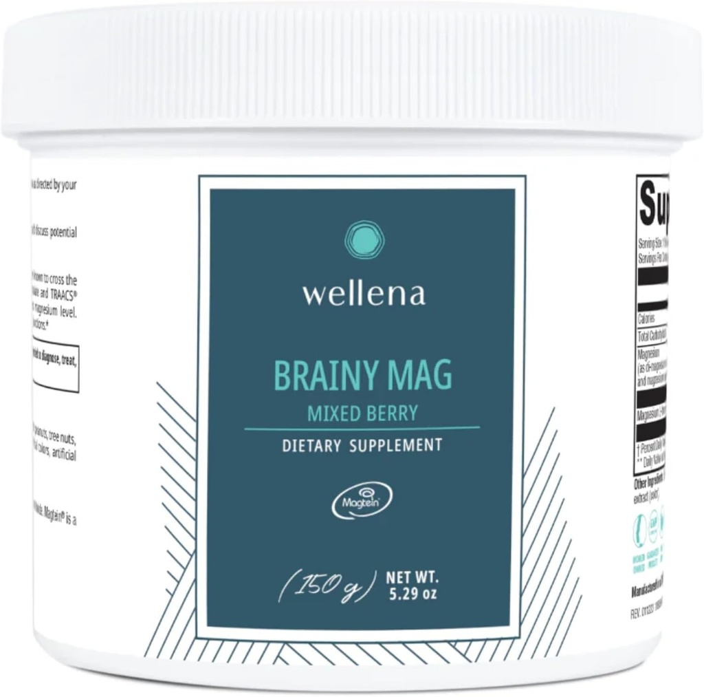 Wellena Brainy Mag by Magdalena | Magnesium L-Threonate | Mixed Berry Flavor | 60 Servings