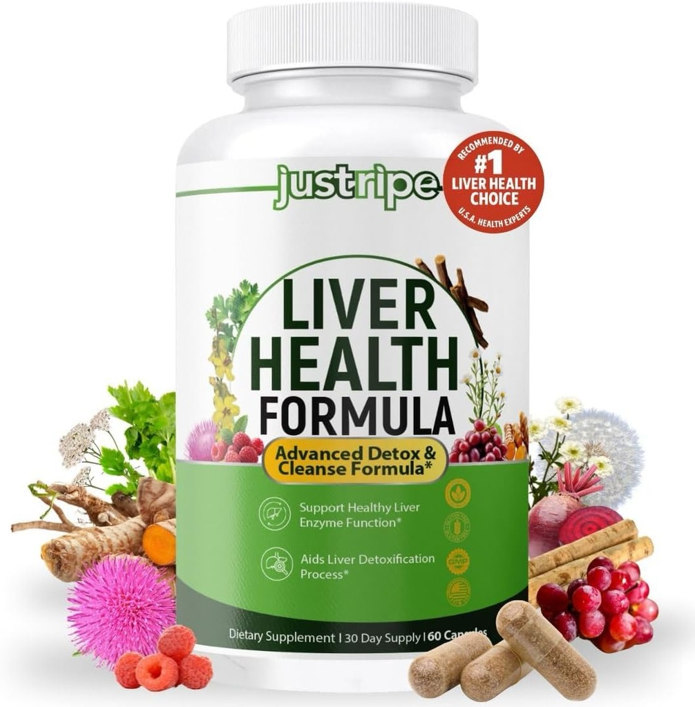 Liver Health Formula, Liver Cleanse Detox & Repair with Artichoke Extract, Milk Thistle, Dandelion and More for Liver Health - Herbal Liver Support Supplement 30 Days Supply (1)
