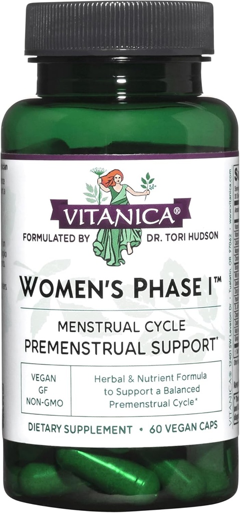 Vitanica Women's Phase I, Premenstrual Support, Vegan, 60 Capsules