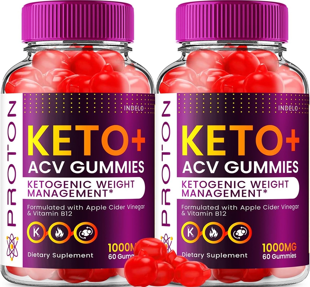 (2 Pack) Proton Keto ACV Gummies Advanced, Proton Keto + ACV Gummies 1000mg, Protein Apple Cider Vinegar Gummy Proton Gummies Reviews, Proton Keto+ACV Vitamin B12 (120 Gummies)