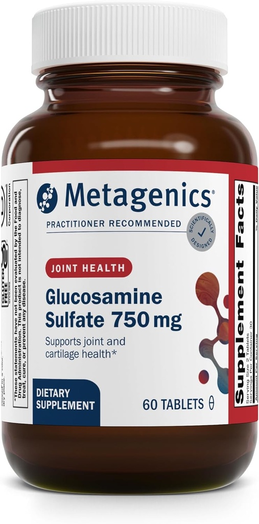 Metagenics Glucosamine Sulfate - Joint Health & Mobility Support* - 1500 mg Glucosamine Sulfate per Serving - Supports Cartilage Integrity & Flexibility* - Non‑GMO, Gluten‑Free - 90 Tablets