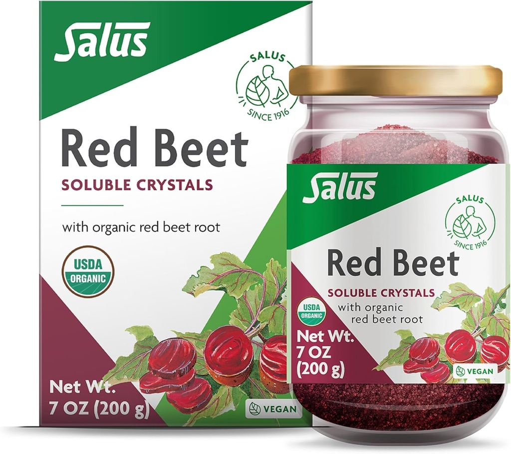 Salus Red Beet Crystals - Organic Nutritional Beet Root Powder Mix - Superfood Powder Supplement with Vitamin C, Folate, Magnesium & Potassium - 7 oz