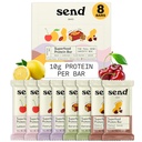Send Bars Plant-Based Vegan Healthy Protein Bars, With Greens (Variety Pack, 8 Bars) – Only Real Ingredients, Zero Added Sugar, Gluten-Free, Dairy-Free