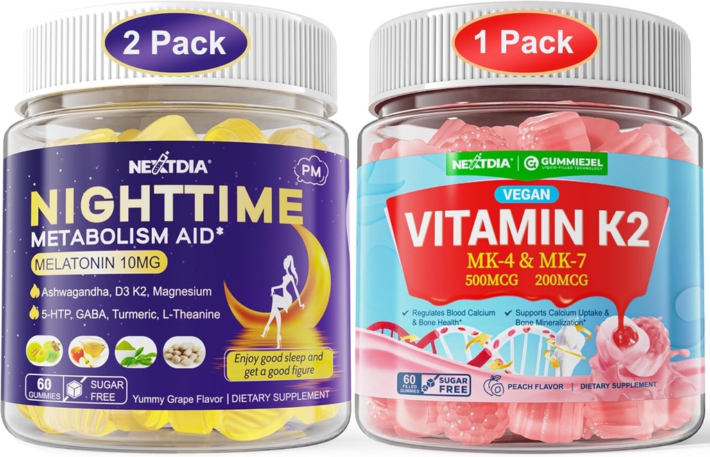Bundle: Melatonin 10mg 20mg & Vitamin K2 Gummies