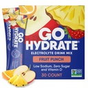 GoHydrate Instant Hydration Powder Packets - Low Sodium Electrolytes Drink Mix - Natural Hydration Support, Sugar Free Electrolyte Flavored Powder Drink with Vitamin D, 30 Packs, Fruit Punch