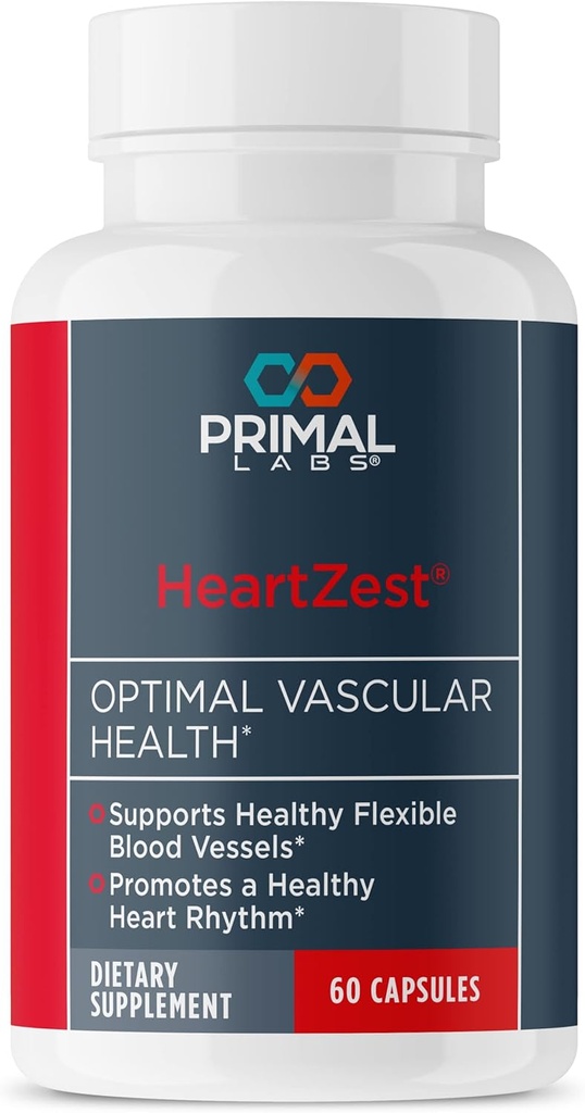 Primal Labs HeartZest - for Heart Health - Vitamin D3 & K2 Formula - 60 Capsules