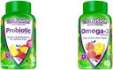 Vitafusion Probiotic Gummy Supplements, Raspberry, Peach and Mango Flavors & Omega-3 Gummy Vitamins, Berry Lemonade Flavored, Heart Health Vitamins(1) with Omega