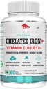 Forever Chelated Iron Folic Acid with VIT.C, with probiotics, VIT. B6, VIT.B9, VIT. B12- Veg Tablets Tablets, 60