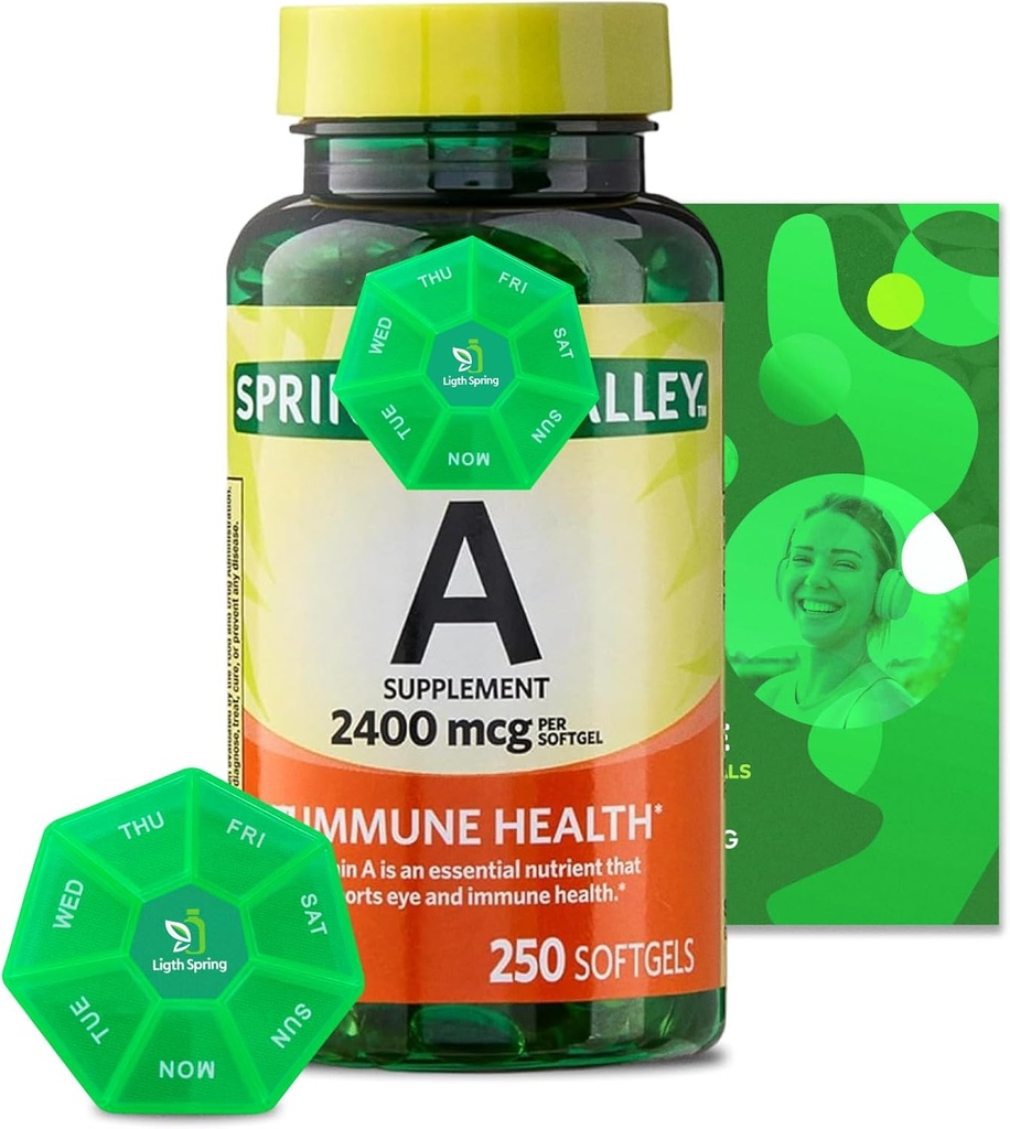 Vitamin A Supplement 2400 mcg, 250 Softgels with Bundle Exclusive Vitamins & Minerals - A to Z - Better Ligth&Spring Guide