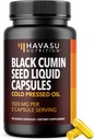 Cold Pressed Black Seed Oil Capsules - 1500mg Black Cumin Supplement for Immune Function, Digestive Support & Overall Health - Hair & Skin Superfood - Nigella Sativa - 1 Month Supply, Unflavored