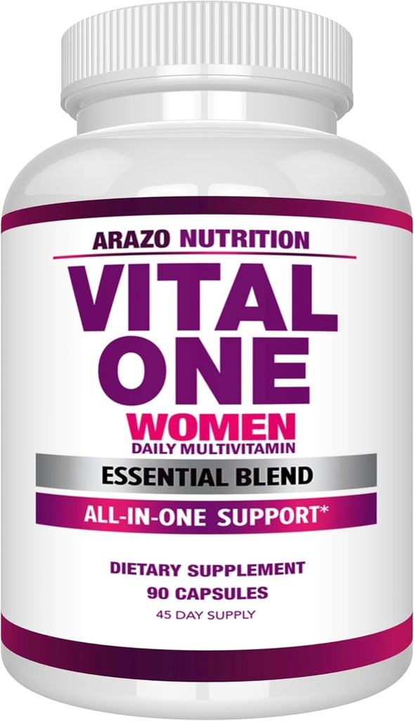 Arazo Nutrition Vital One Multivitamin for Women - Daily Wholefood Supplement - 90 Vegan Capsules