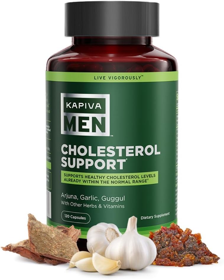 Cholesterol Support Supplement with Arjuna, Garlic, Guggul, Male Vigor Blend, and Other Herbs and Vitamins, Supports Normal Cholesterol Levels, 30 Day Supply, 60 Capsules