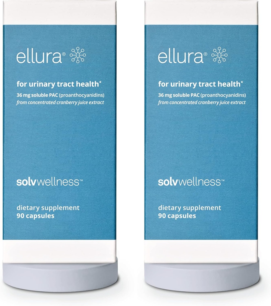 ellura Solv Wellness Clinically Proven Cranberry Supplement: Get Ahead of UTIs with 36mg of 100% Bioavailable PAC, 180 Capsules