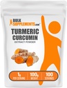 BulkSupplements.com Turmeric Extract Powder - from Turmeric Root, Curcumin Supplements, Turmeric Curcumin Powder - Gluten Free, 1g per Serving, 100g (3.5 oz) (Pack of 1)