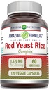 Amazing Formulas Red Yeast Rice Complex | 1570 Mg Per Serving | 120 Veggie Capsules | with Alpha Lipoic Acid, CoQ10, Milk Thistle Extract | Made in USA