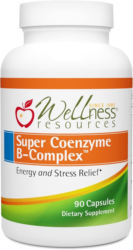 Wellness Resources Super Coenzyme B Complex - 90 Capsules - Vitamin B12, Vitamin B Complex for Hair Growth, Adrenal Support & Stress Relief - Methylated B12, Folate, Biotin, Riboflavin, Thiamine
