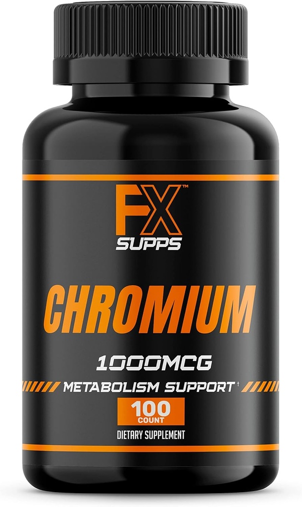 FX SUPPS Chromium Polynicotinate 1000 mcg (100 Capsules) Weight Management Supplements for Men and Women | Improves Energy Production and Heart Health