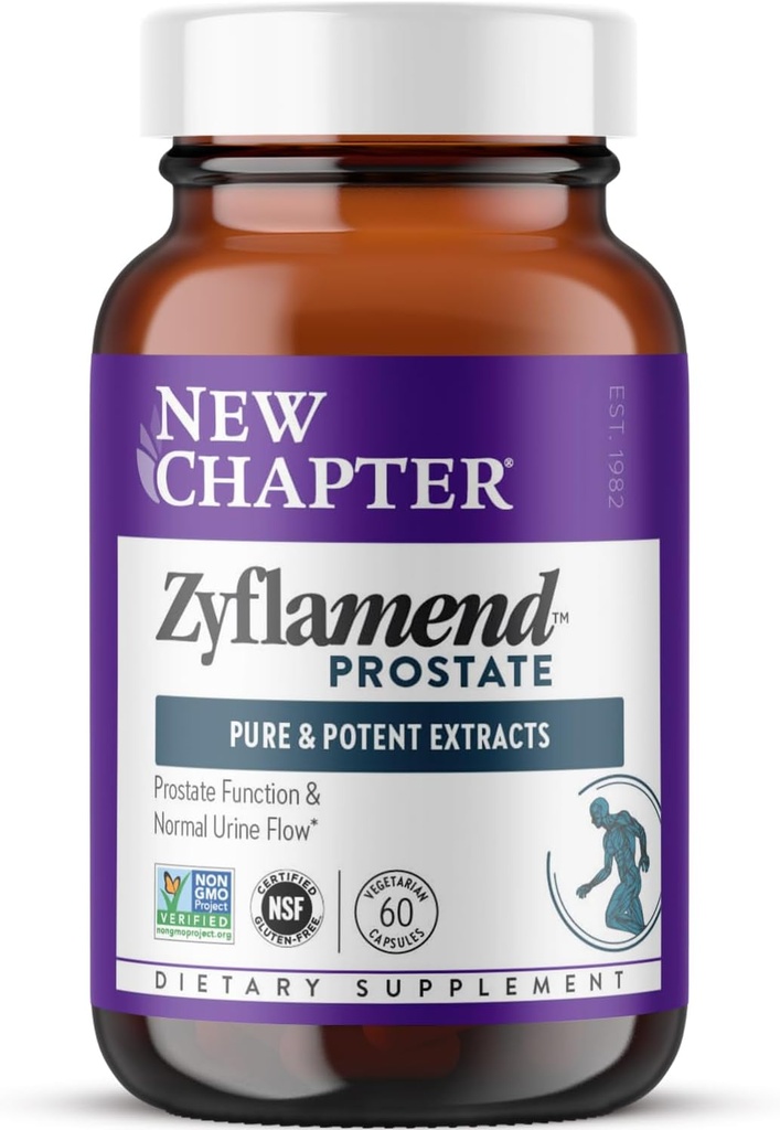 New Chapter Prostate Supplement Zyflamend Prostate with Saw Palmetto + Pumpkin Seed Oil + Turmeric for Prostate Health Vegetarian Capsule, 60 Count