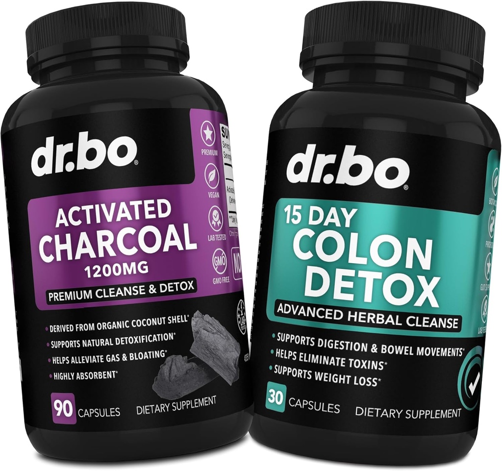 Activated Charcoal & Colon Cleanser Detox - Organic Coconut Charcoal Pills & Colon Cleanse for Stomach Gas Bloat & Regularity - Bowel Movement Supplements for Stomach Bloating, Gut Support