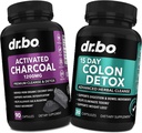 Activated Charcoal & Colon Cleanser Detox - Organic Coconut Charcoal Pills & Colon Cleanse for Stomach Gas Bloat & Regularity - Bowel Movement Supplements for Stomach Bloating, Gut Support