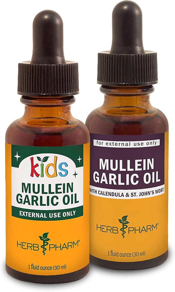 Herb Pharm Mullein Garlic Oil, 1 Oz and Kids Mullein Garlic Oil, 1 Oz Herbal Gift Set