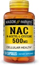 MASON NATURAL NAC N,Acetyl,L,Cysteine 500 mg, 2 Month Supply, Supports Normal Cellular Health, Immune System Booster for General Wellness, 60 Capsules