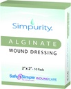 Calcium Alginate Wound Dressing 2" x 2" -Simpurity- Individual Thick Pads Antimicrobial Alginate Dressing Fiber Padding Medical Wound Care Products for Bed Sore-Pressure Sore-Leg Ulcer-Diabetic Foot