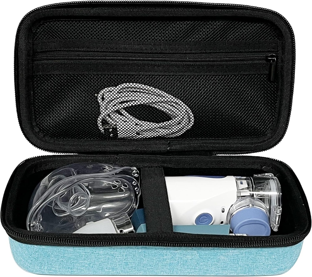 Hard Travel Case Bag Compatible with Portable Handheld Inhaler Nebulizer Machine for Adults and Kids (Case Only) (Light Blue)