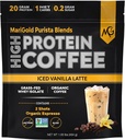 MariGold High Protein Coffee - Iced Vanilla Latte, 20g Grass-Fed Whey Protein Isolate, Energy & Workout Boost, 2 Shots Organic Espresso, Non-GMO, 1 Net Carb, 1 Lb Bag, 15 Servings