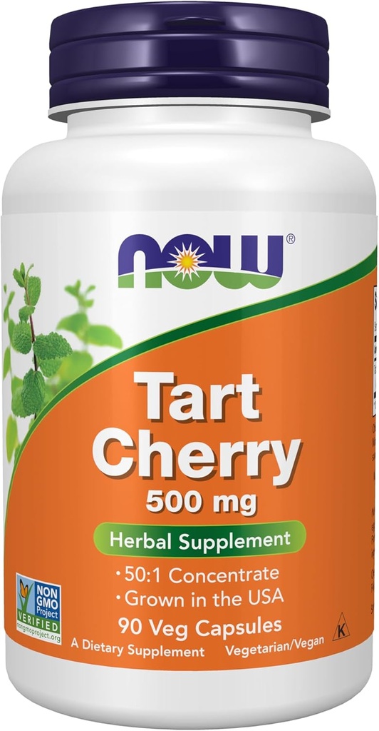 NOW Foods Supplements, Tart Cherry (Prunus cerasus) 500 mg, 50:1 Concentrate, Herbal Supplement, 90 Veg Capsules