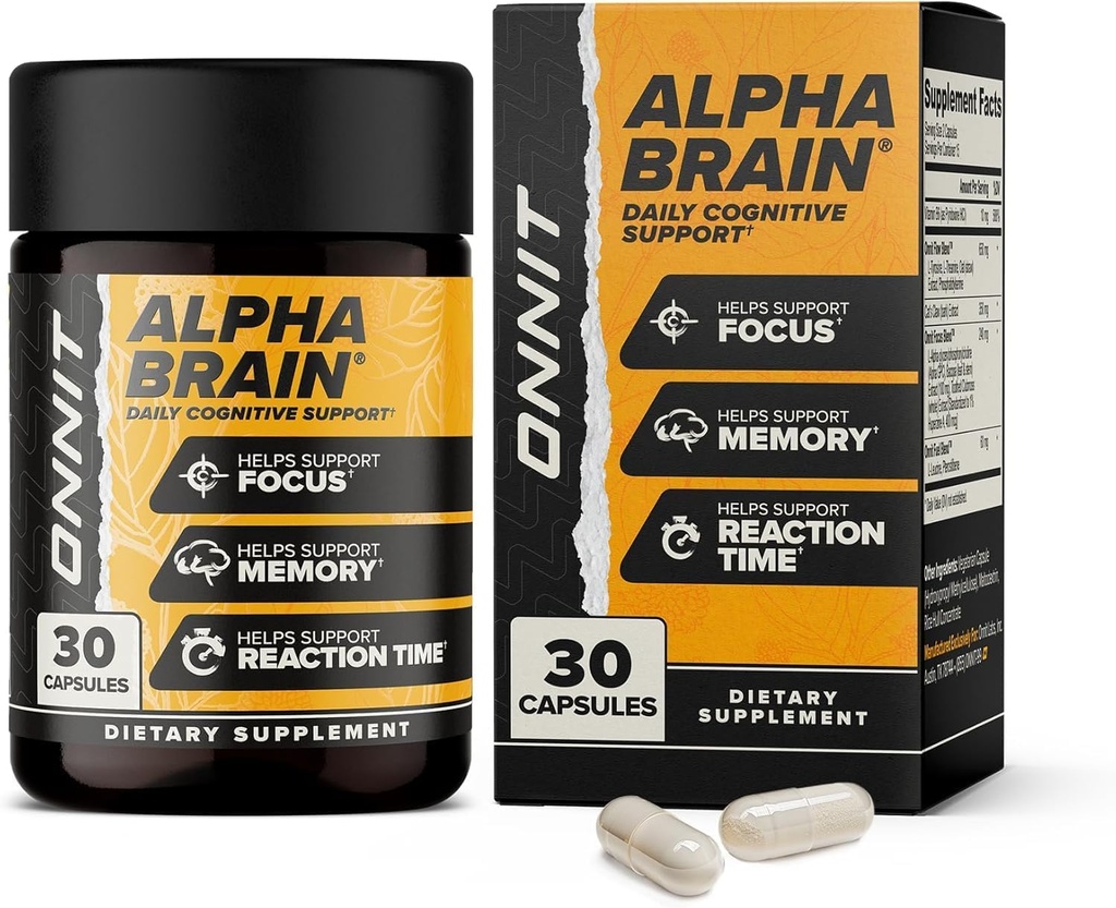 ONNIT Alpha Brain Nootropic Brain Supplement for Men & Women, IGEN™ Non-GMO Tested | Memory, Mental Clarity & Cognitive Improvement | Focus Capsules with L-Theanine, Vitamin B6 (30 Count)