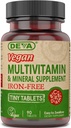 Deva Vegan Multivitamin and Mineral Supplement Iron-Free - with Vitamins A, C, D, E, B Complex, High-Potency Formulation for Daily Health and Wellness - 90 Tiny Tablets, 1-Pack