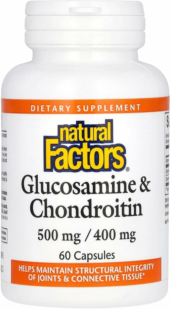 Natural Factors Glucosamine & Chondroitin - Supports Healthy Joints & Connective Tissue - Non-GMO & Gluten-Free - 60 Capsules (20 Servings)