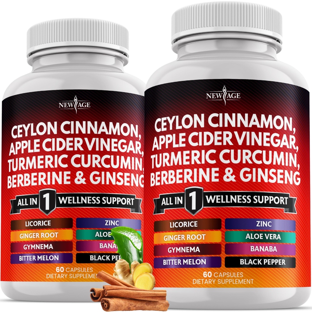 Ceylon Cinnamon, Turmeric, Apple Cider Vinegar, Ginseng, Aloe Vera, Berberine Plus Banaba, Ginger Root - 120 Count