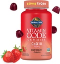 Garden of Life Vitamin Code CoQ10 Gummies 150 mg, Coenzyme Q10 for Heart Health, Energy Production & Healthy Aging + Prebiotics & Probiotics for Digestion, Non-GMO, Gluten-Free, 60 Strawberry Gummies