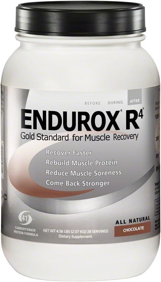 Endurox R4 by PacificHealh - All Natural Post Workout Recovery Drink Mix with Protein + Carbs & Electrolytes - for Faster Recovery, Reduced Soreness & Muscle Rebuilding - 28 Servings (Chocolate)
