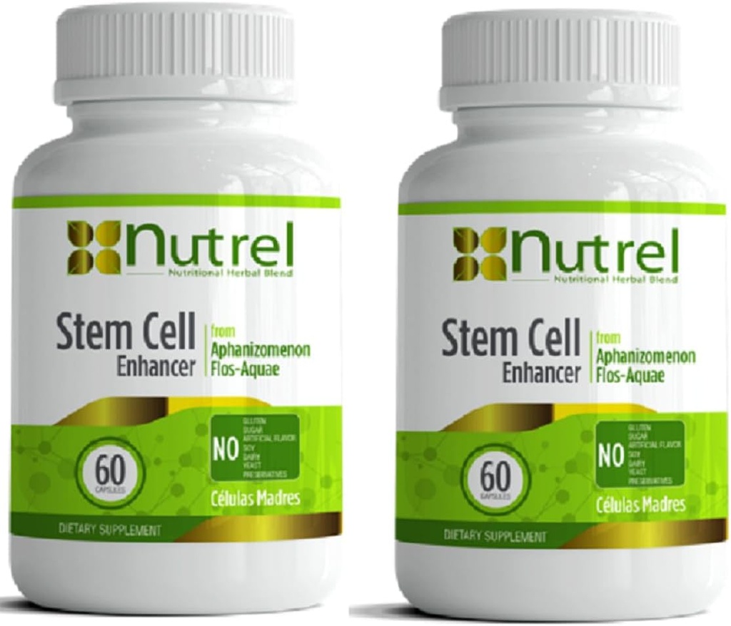 AFA 2 Bottles Stem Cell Supplement Support | Celulas Madres Natural Antiaging Properties | Boosts Immunity | Aphanizomenon Flos-Aquae | Celulas Madre |