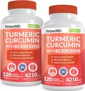 5-in-1 Organic Turmeric Curcumin Supplement (4210mg) with Berberine, Ceylon Cinnamon Bioperine and Ginger Supplements for Joint, Heart, Gut, & Metabolic Support (120 ct) (Pack of 2)