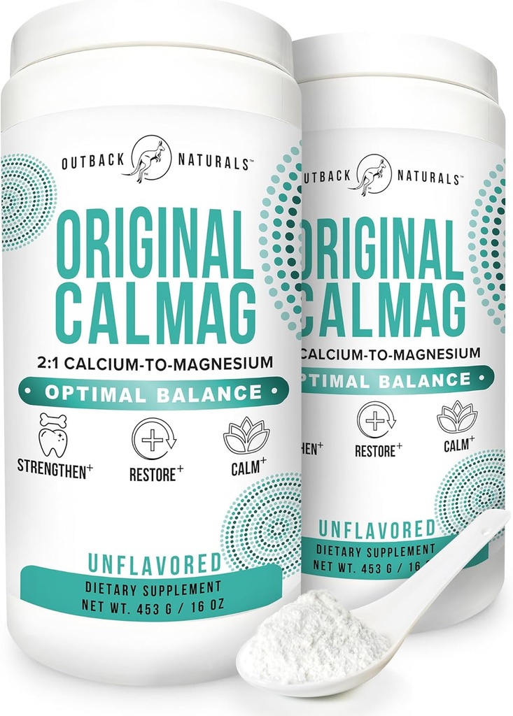 High Absorption 2:1 CalMag Calcium and Magnesium Citrate Supplement - Pure Calcium Malate Powder - Supports Stress Relief, Sleep & Bone Strength - Mineral Drink - Unflavored 16.5 oz (Pack of 2)