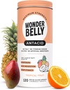Wonderbelly Antacid, Effective Heartburn and Instant Acid Indigestion Relief, Extra Strength Chewable Tablets, 1000 mg Calcium Carbonate, No Talc or Dye, Tropical Fruit, 120 Count