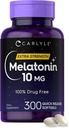 Carlyle Melatonin 10mg | 300 Softgels | Extra Strength Support for Adults | Non-GMO, Gluten Free Supplement