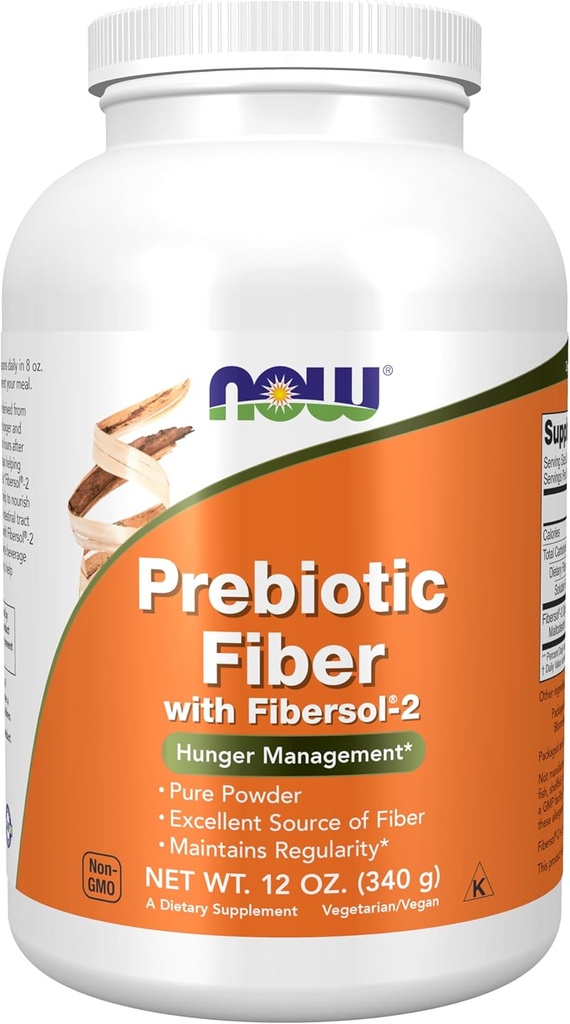 NOW Foods Supplements, Prebiotic Fiber with Fibersol-2, derived from Non-GMO corn, Powder, 12-Ounce